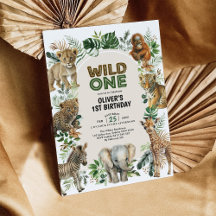 Boho Safari Jungle Animals Vild 1:a födelsedagen