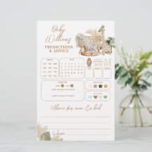 Boho Safari Neutralt Baby Shower PREDICICTIONS Gam
