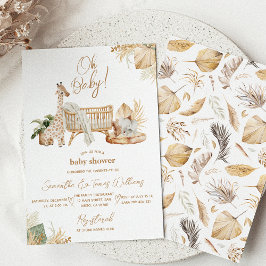 Boho Safari Nursery Gender Neutral Baby Shower Inbjudningar