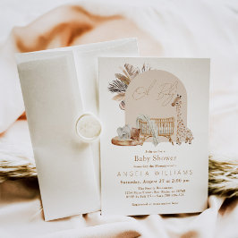 Boho Safari Nursery Gender Neutral Baby Shower Inbjudningar