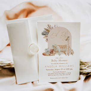 Boho Safari Nursery Gender Neutral Baby Shower Inbjudningar