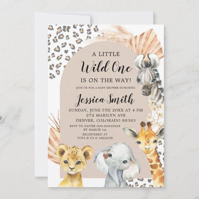 Boho Safari Party Animals Boy Shower Inbjudningar (Framsida)