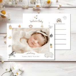 Boho Safari Photo Birth Announcement Postcard Meddelande Vykort
