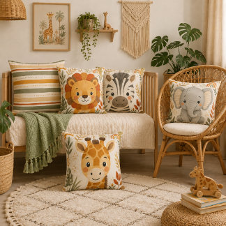 Boho Safari Randig Barnkammare Kudde