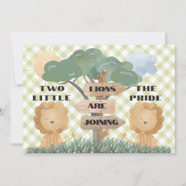 Boho Safari Twin Baby Lejon Unge Baby Shower Inbjudningar