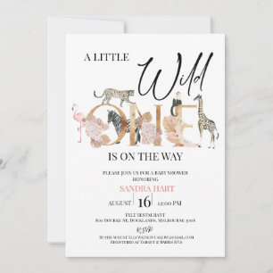 Boho Safari Vild 1 Flicka Baby Shower Inbjudningar