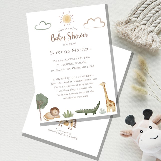 Boho Safari Watercolor Baby Shower Inbjudningar (Skapare uppladdad)