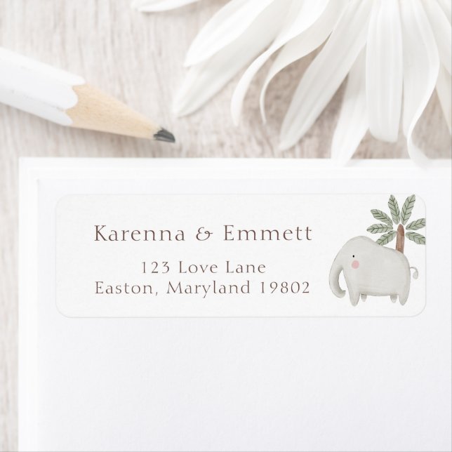 Boho Safari Watercolor Baby Shower Returadress Etikett (Insitu)