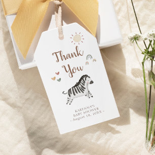 Boho Safari Watercolor Baby Shower Tack Presentetikett