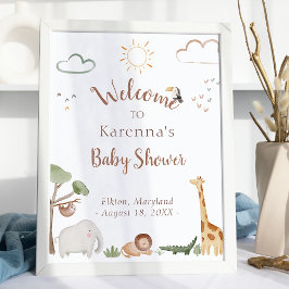 Boho Safari Watercolor Baby Shower Välkommen Poster