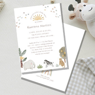 Boho Safari Watercolor Gender Neutral Baby Shower Inbjudningar
