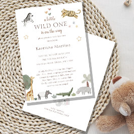 Boho Safari Watercolor Little Vild One Baby Shower Inbjudningar