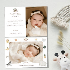 Boho Safari Watercolor Two Photo Birth Meddelande