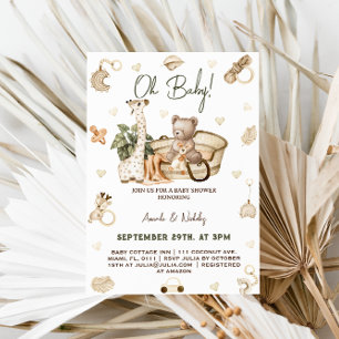 Boho Safari Woodland Bebis Bebisfest Inbjudningar
