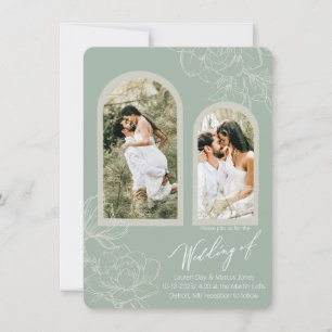 Boho Sage Arch Design Wedding bjudande Inbjudningar