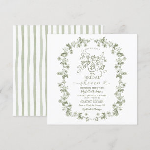 Boho Sage Blommigt Bouquet Bow Möhippa Inbjudningar