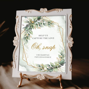 Boho sage eucalyptus löv guld glitter Oh snap Poster