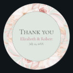 Boho Sage Green and Pink Floral Wedding Thank You Runt Klistermärke<br><div class="desc">Add a charming finishing touch to your wedding favors with this Boho Sage Green and Pink Floral Wedding Thank You Classic Round Sticker. Featuring a soft sage green background, blush and pink watercolor roses, and elegant boho-inspired details, this versatile sticker is perfect for sealing envelopes, decorating favor bags, or adding...</div>
