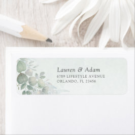 Boho Sage Green Eucalyptus Wedding Address Label Returadress Etikett