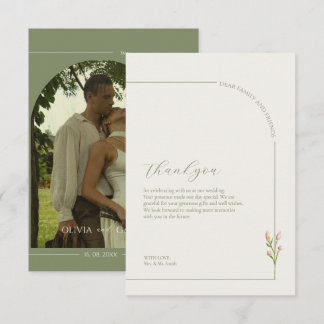 Boho Sage Green & Linen Arches Minimalist Photo  Tack Kort