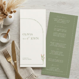 Boho Sage Green & Linen Arches Minimalist Wedding Meny