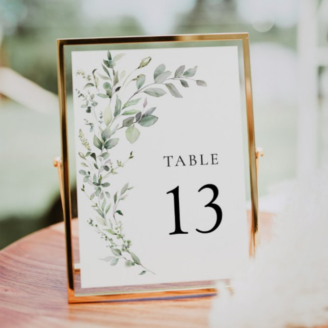 Boho Sage Greenery Botanical Bröllop Bordsnummer (Table number)