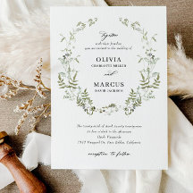 Boho Sage Greenery Botanical Wedding bjudande in