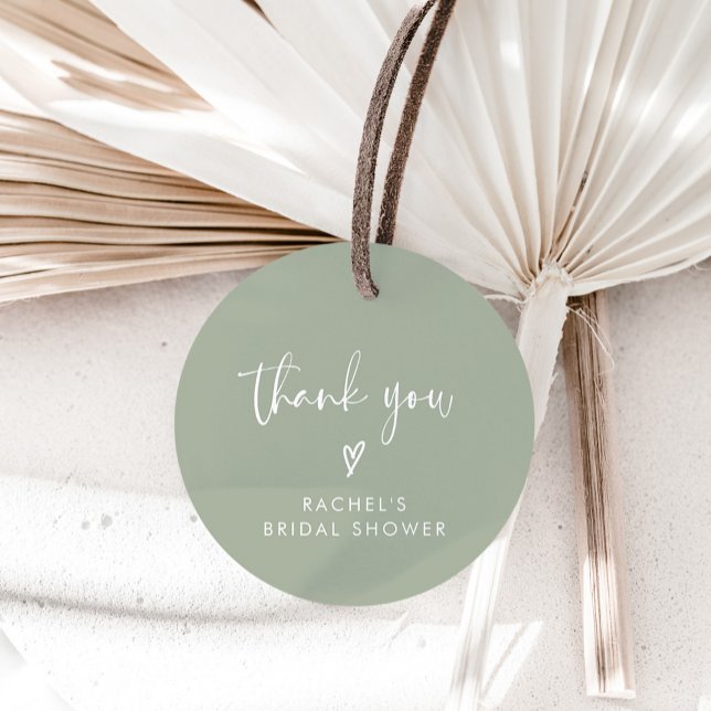 Boho Sage Grön Bröllopsdusch Tack Gåvor Etiketter (Skapare uppladdad)