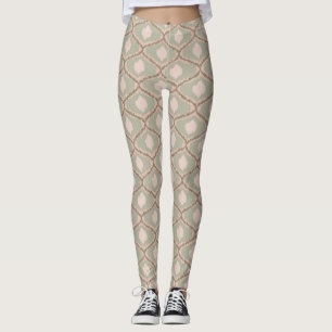 Boho Sage Grön Geometrisk Mönster Leggings