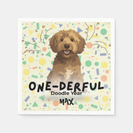 Boho Sage Grön Goldendoodle Första Födelsedagsfest Pappersservett