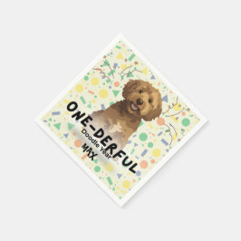 Boho Sage Grön Goldendoodle Första Födelsedagsfest Pappersservett