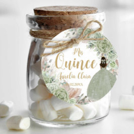 Boho Sage Grönt Blommigt Pampas Quinceañera Prince Gåvor Etiketter