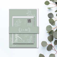Boho Sage Grönt Botanical Monogram
