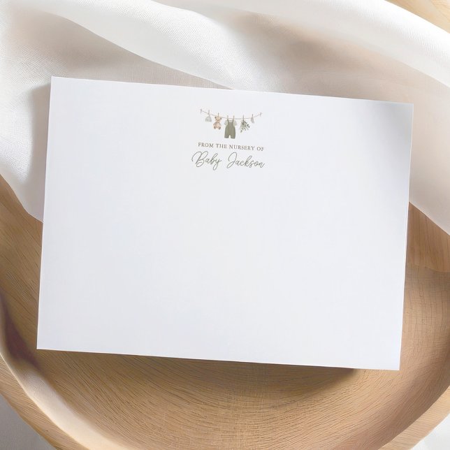 Boho Sage Grönt Boy Barnkläders Baby Shower Tack Kort (Skapare uppladdad)