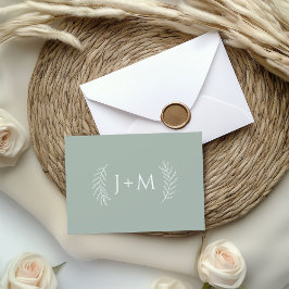 Boho Sage Grönt Bröllop Stationary Tack Kort