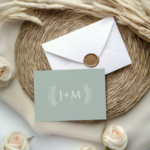 Boho Sage Grönt Bröllop Stationary Tack Kort