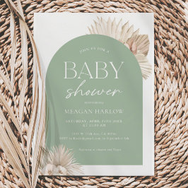 Boho Sage Grönt Gender Neutral Baby Shower Inbjudningar