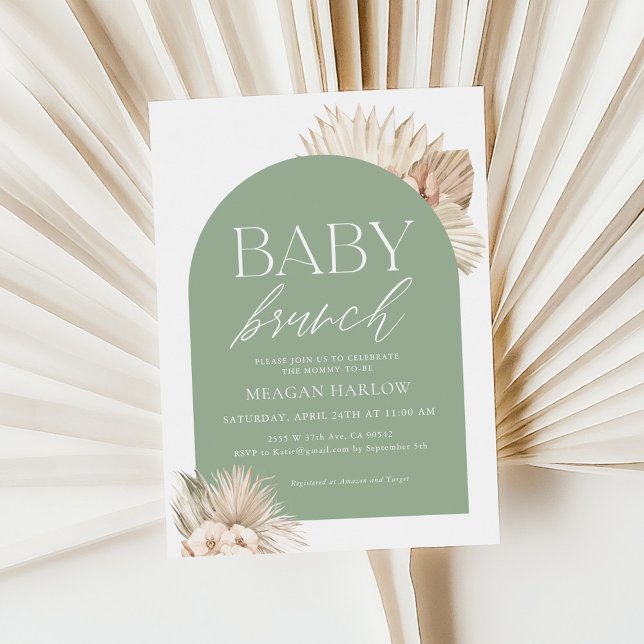 Boho Sage Grönt Kön Neutral Baby Brunch Inbjudningar (Skapare uppladdad)