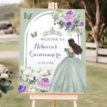 Boho Sage Grönt Lila Blommigt Quinceañera Välkomme Poster<br><div class="desc">Boho Sage Grönt Lila Blommigt Quinceañera Välkomsttecken</div>