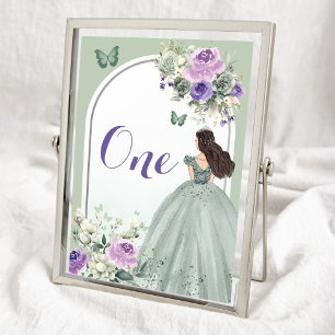 Boho Sage Grönt Lilac Blommigt Quinceañera Bordsnummer