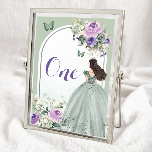 Boho Sage Grönt Lilac Blommigt Quinceañera Bordsnummer (Skapare uppladdad)