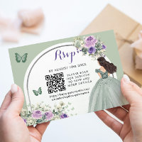 Boho Sage Grönt Lilac Princess Girl 15 Años QR