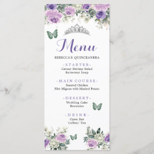 Boho Sage Grönt Lliac Ro Princess XV Años Menu Meny