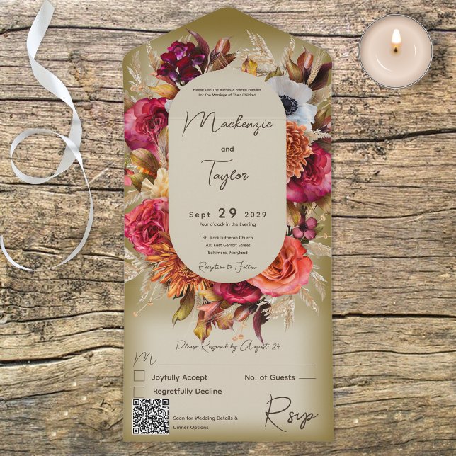 Boho Sage Grönt Modern Blommigt QR- kod för krans  (Skapare uppladdad)