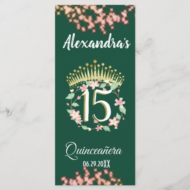 Boho Sage Grönt och Ro Quinceañera Firande Meny (Framsida)