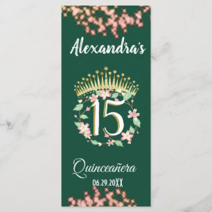 Boho Sage Grönt och Ro Quinceañera Firande Meny