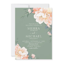 Boho Sage Grönt Peach Cream Blommigt Bröllop