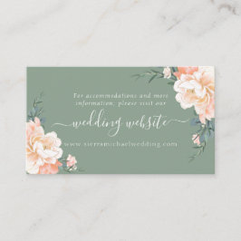 Boho Sage Grönt Peach Cream Blommigt Bröllop webbp Tilläggskort