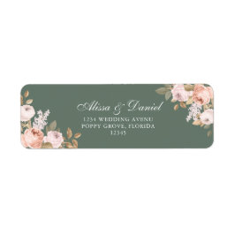 Boho Sage Grönt Peonies Returadress Returadress Etikett