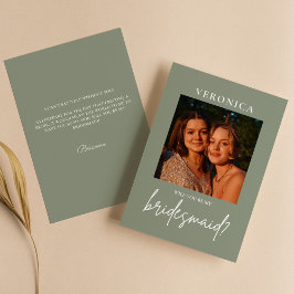 Boho Sage Grönt Photo Bridesmaid Frieri kort